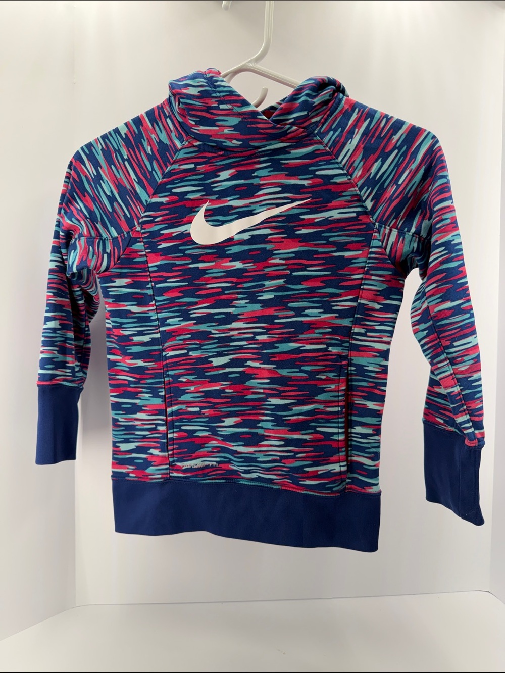 Nike Girls' Blue Pink Multi Cowl Neck Hoodie